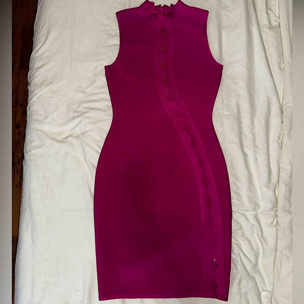 Magenta bandaged dress with keyhole designs (Fashion Nova) Medium